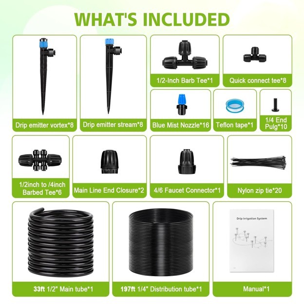 Automatic Drip Irrigation System Kit, 230FT Quick Connect Watering System for