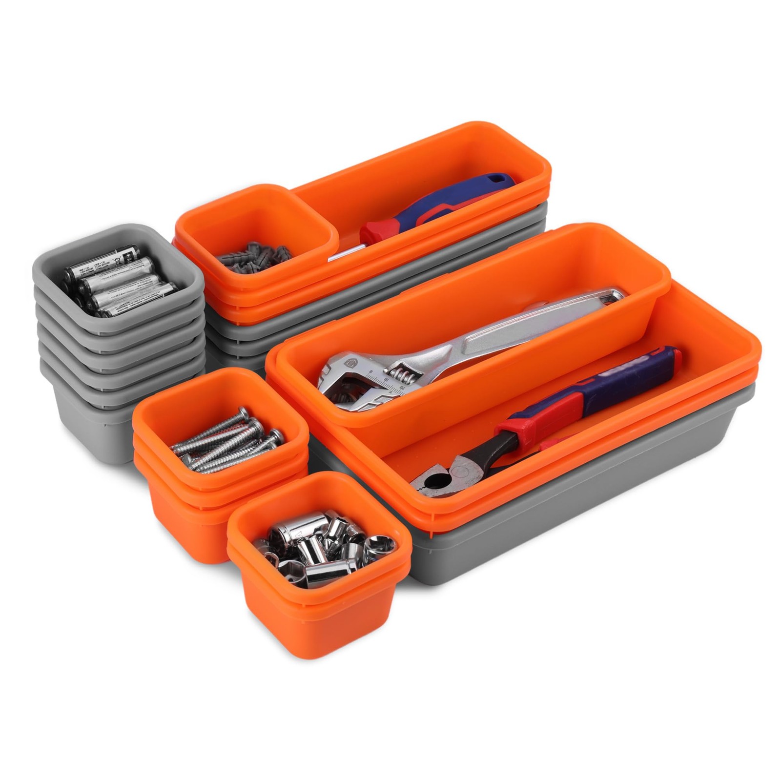 21 PCS Desk Drawer Organizer Set, PP Material Interlocking Drawer Organizer B...