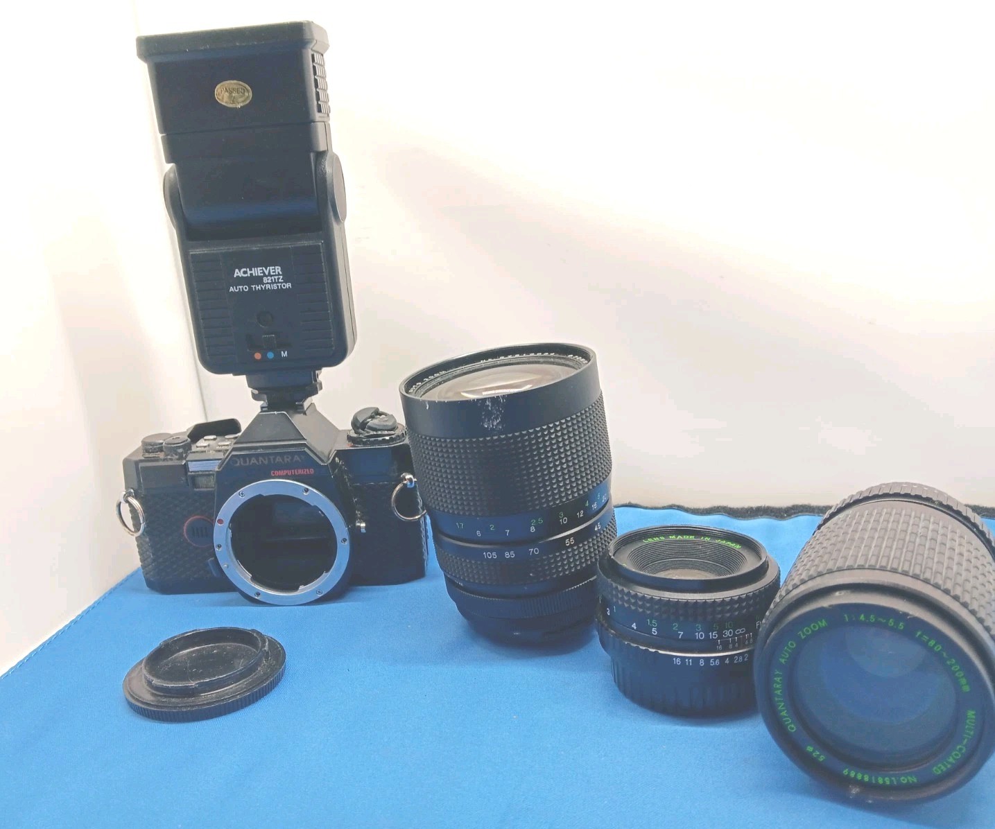 Quantaray Computerized Camera Body, Case, 3 Lenses, Flash Unit, Tint Lenses