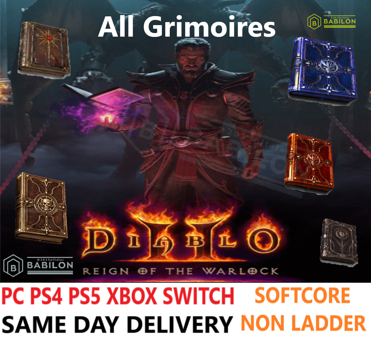 ✅PC PS4 PS5 XBOX SWITCH✅ Warlock Grimoires Diablo 2 Resurrected Items D2R