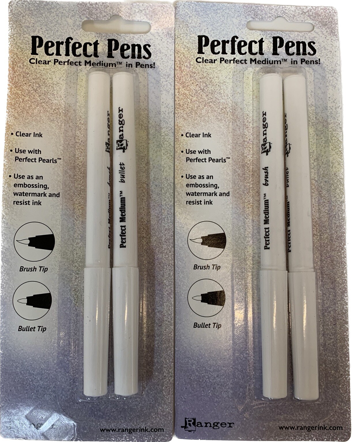 Ranger PERFECT PENS Clear Ink 2ct pens, 2 Pack (=4), Emboss, Watermark, Resist