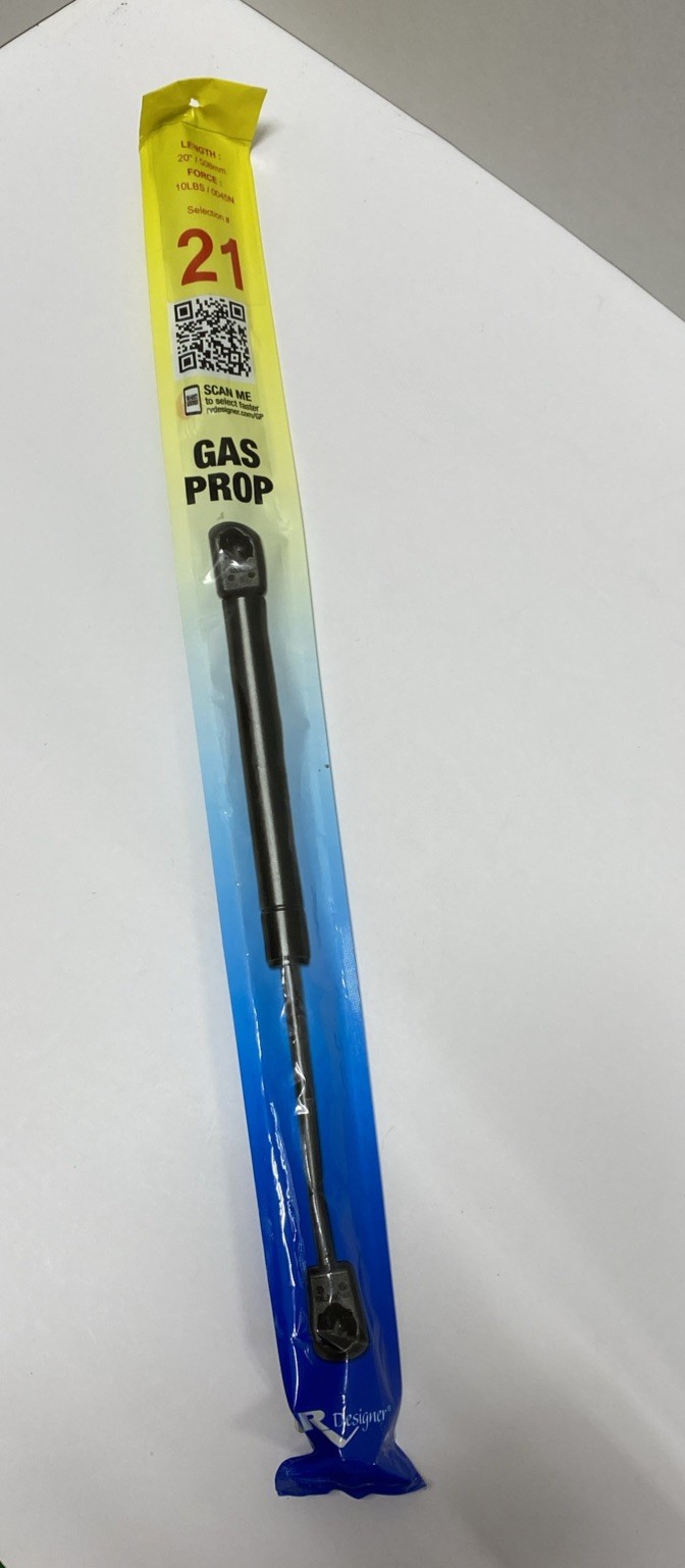 RV Designer G21, Gas Prop Door Support, 20 inch, 10 lb. Load Capacity,