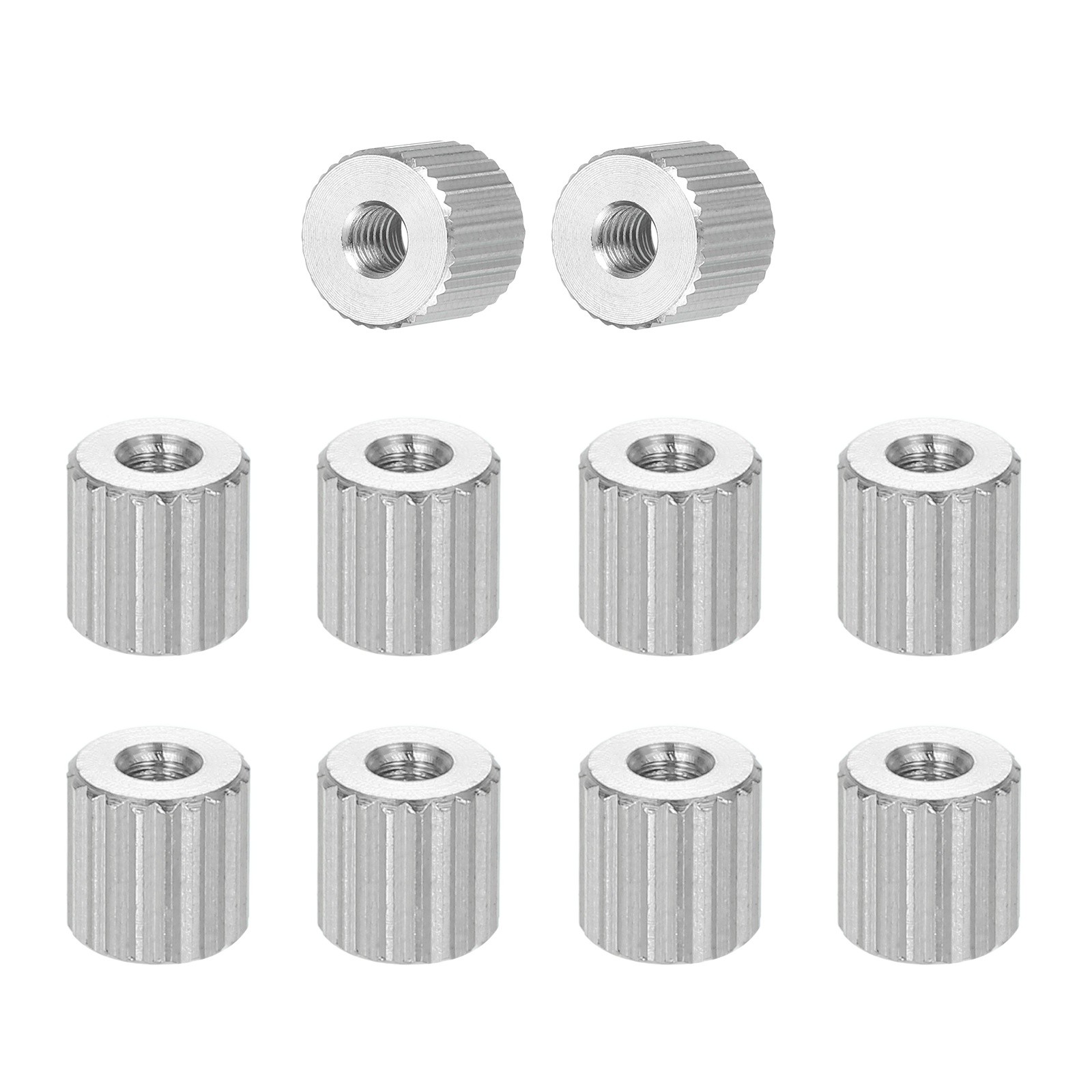 M2 Knurled Thumb Nuts 10pcs  Steel Flat Head Through Hole, D5mm x H5mm