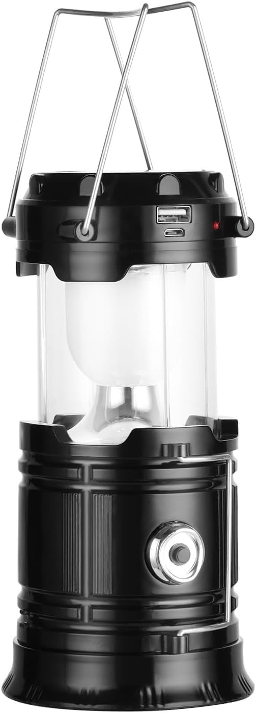 Portable Collapsible LED Camping Lantern Lightweight Waterproof Solar USB Rechar