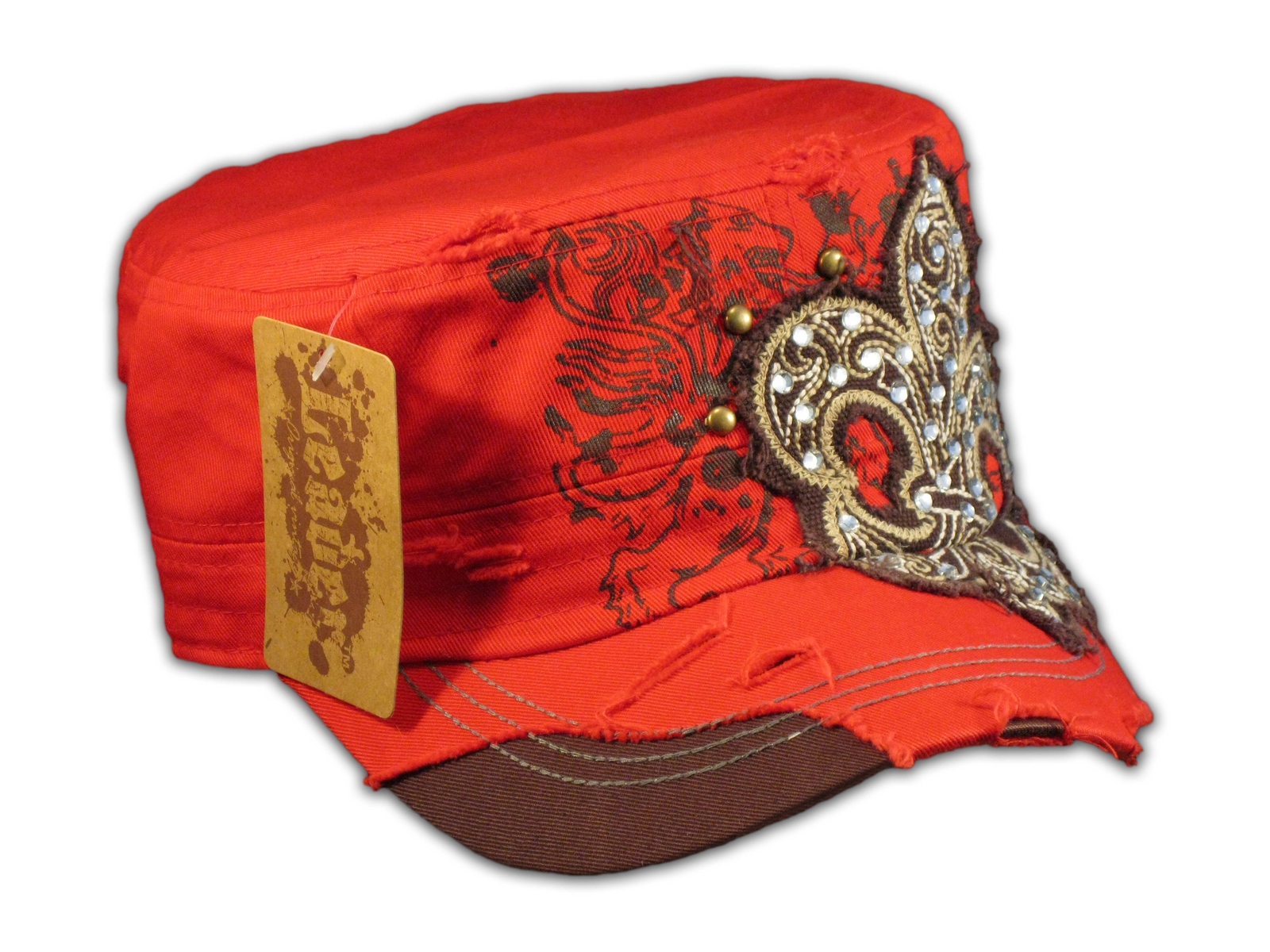 Fleur-de-lis on Red Cadet Army Distressed Military Cap