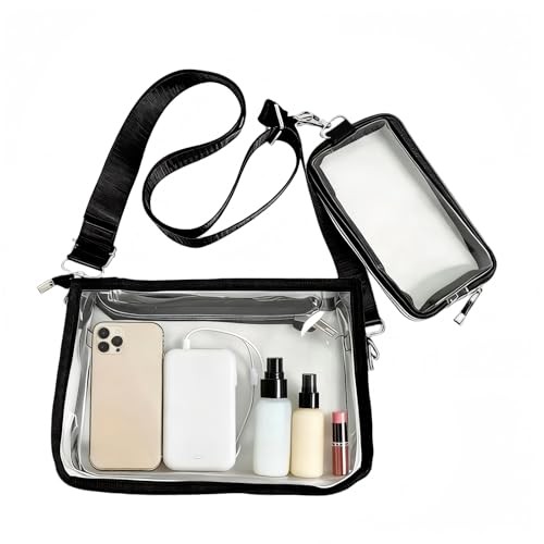 Clear Bag for Stadium Events, Clear Purse with Removable Strap, Messenger Bag