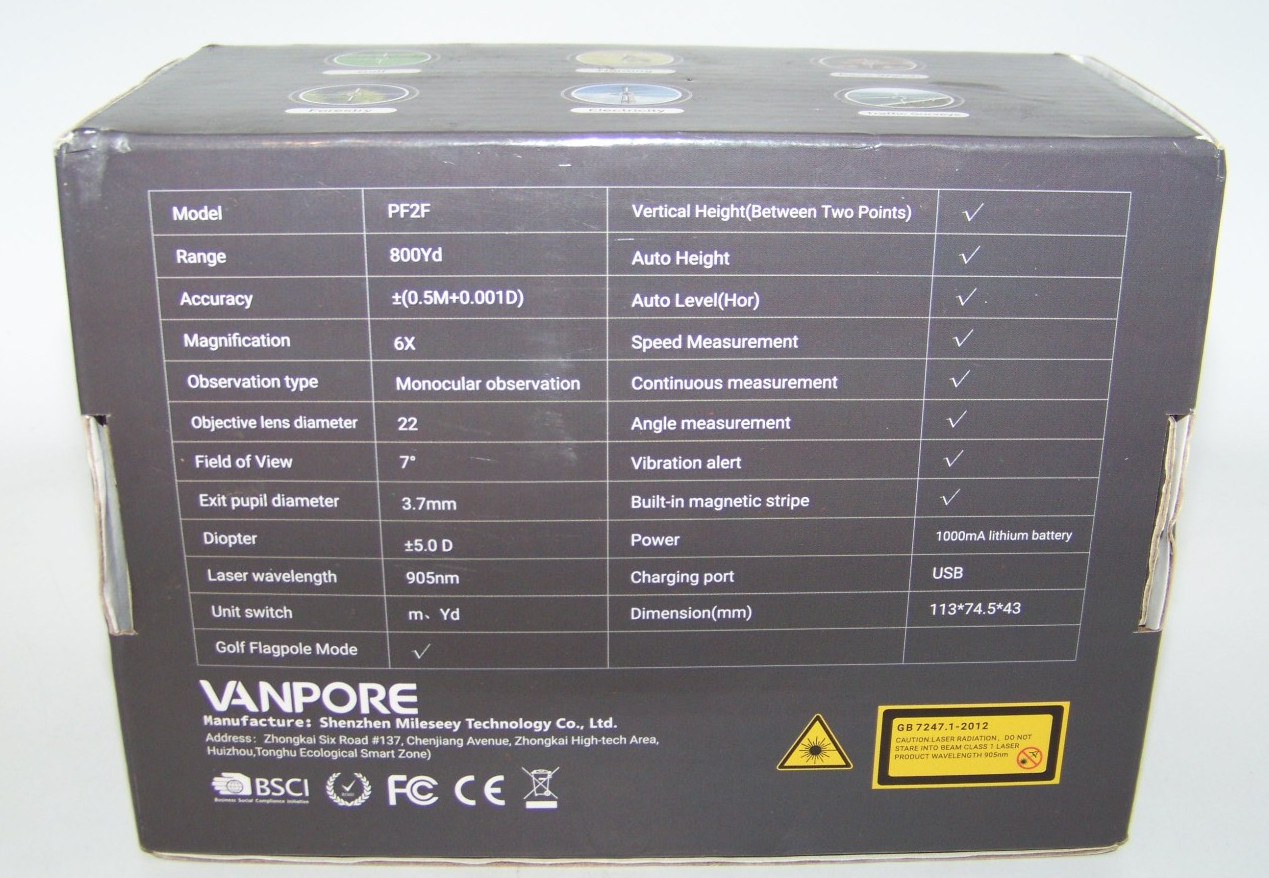 Vanpore Golf Rangefinder Slope Laser PF2F 800 Yard Flag Pole Locking Vibration