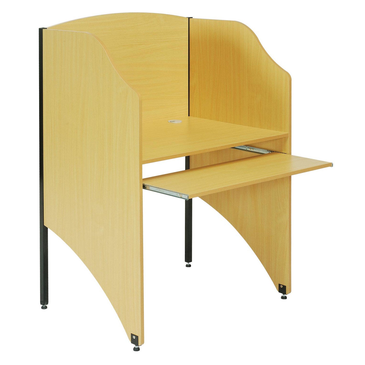 Single Privacy Study Carrel Teak 32-3/4"W x 24-1/2"D x 48"H