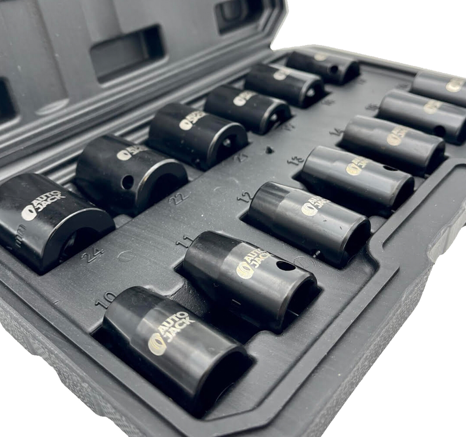 Autojack Impact Wrench Socket Set 13 Pc 1/2 Square Drive Sq Dr Metric 10 - 24mm