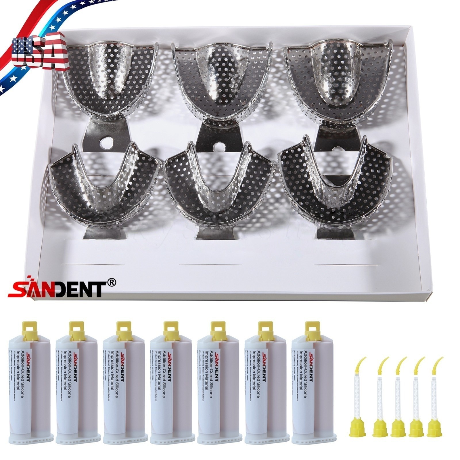 Dental Autoclavable Metal Impression Trays LIGTT BODY Fast VPS PVS Cartridge