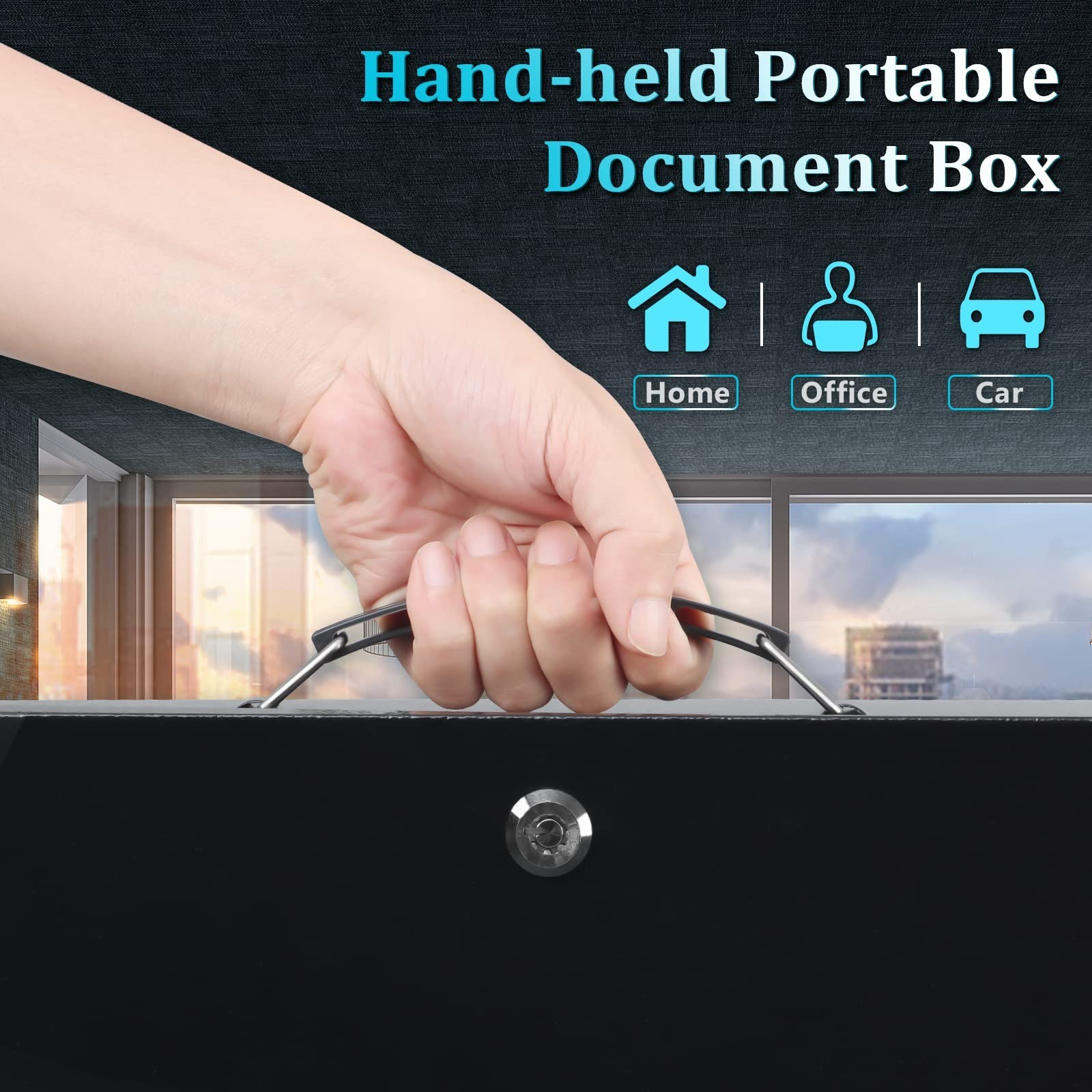 Fire Resistant Document Safe Box with Key Lock - Protects Cash & Valuables, 13.2