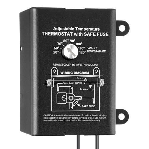 Attic Fan Thermostat Control Adjustable Temperature Dial 50-120F Programmable
