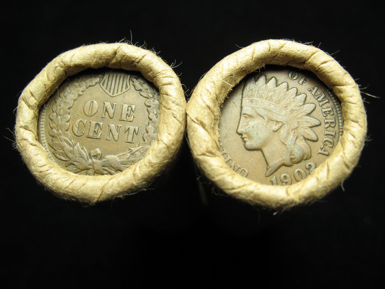 OLD COPPER COINS! ONE SHOTGUN PENNY ROLL FULL OF INDIAN HEAD CENTS 1859-1909 LOT