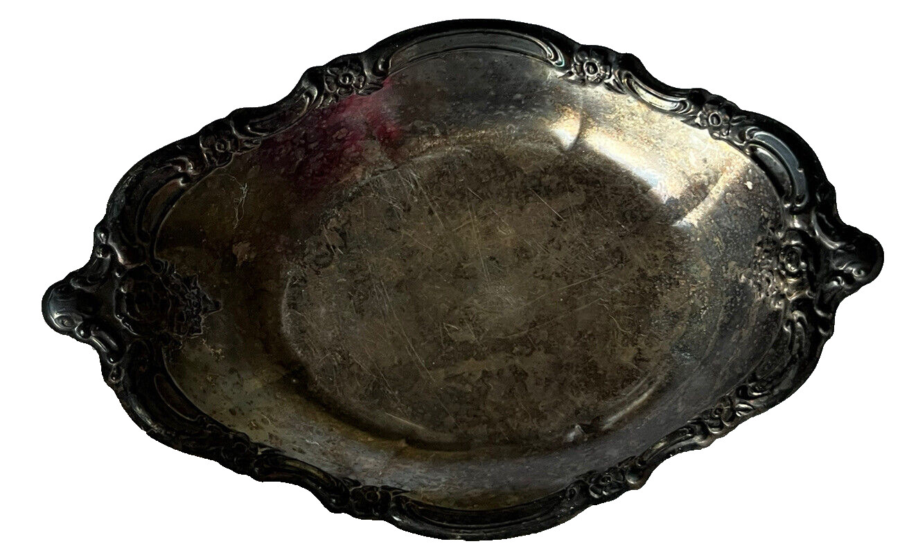 ONEIDA OL Vintage Silverplate Dish Relish Candy Dessert Butter Tray Engraved USA