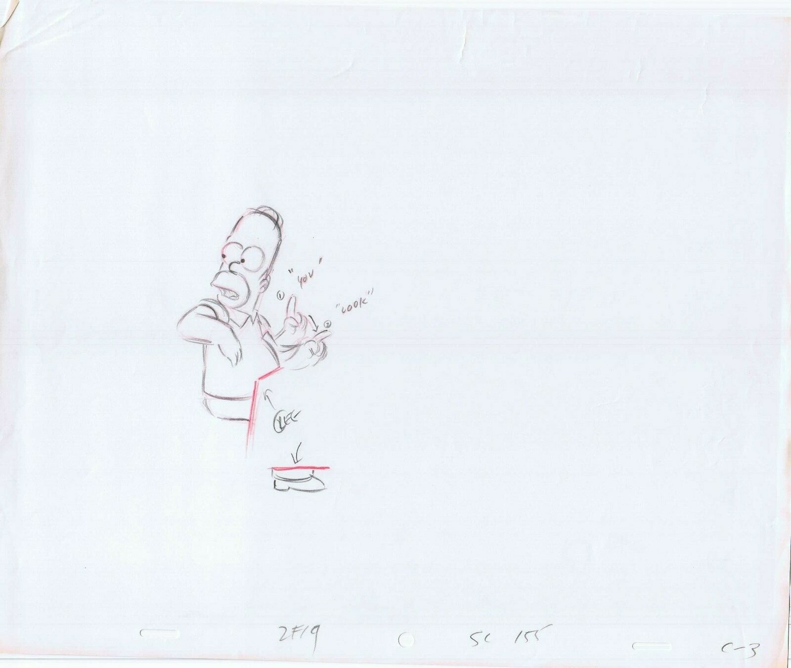 Simpsons Homer Original Art Animation Production Pencils 2FIG SC-155 C-3