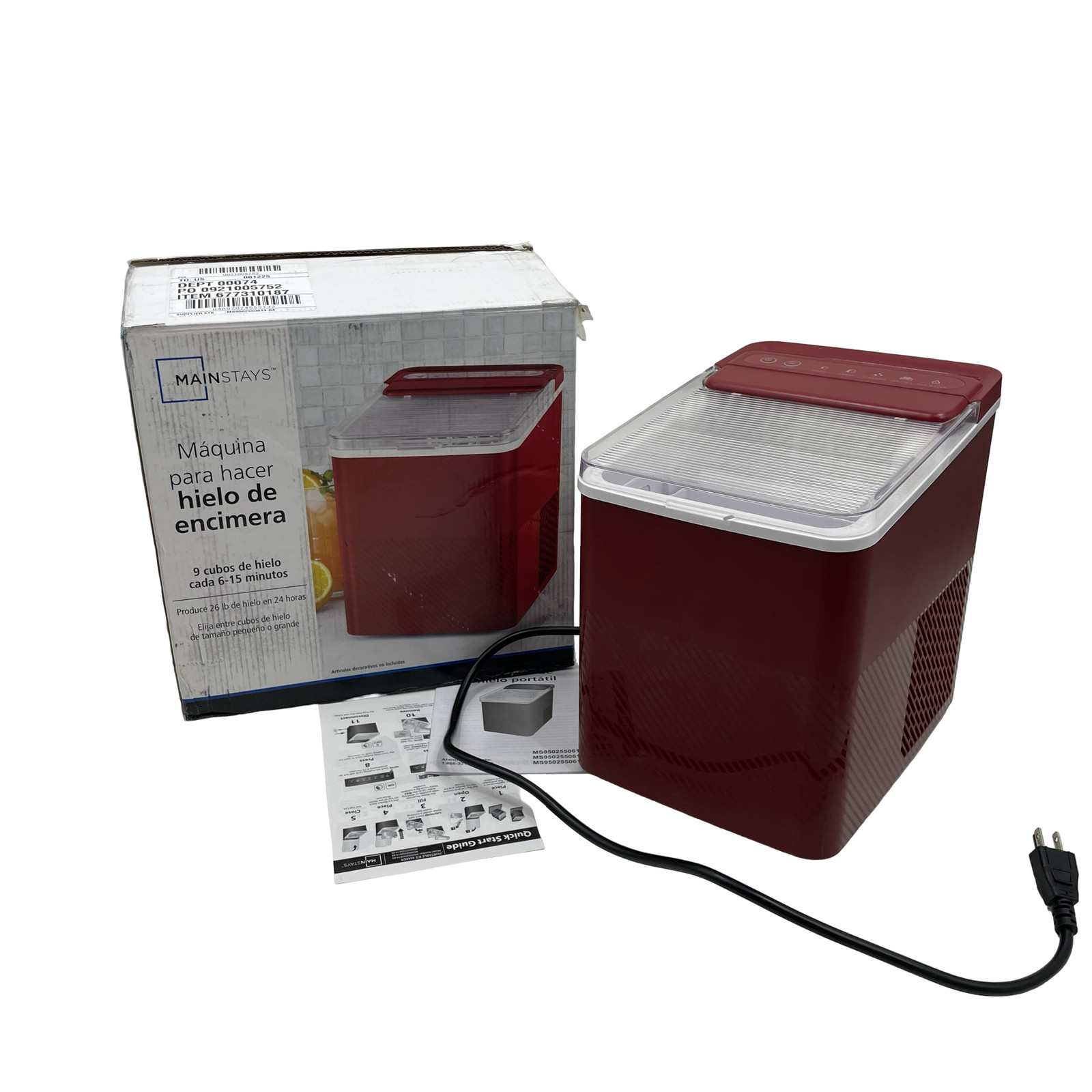 Mainstays MS9502550614-04 Countertop Ice Maker Red Sedona #NO5132 (AR)