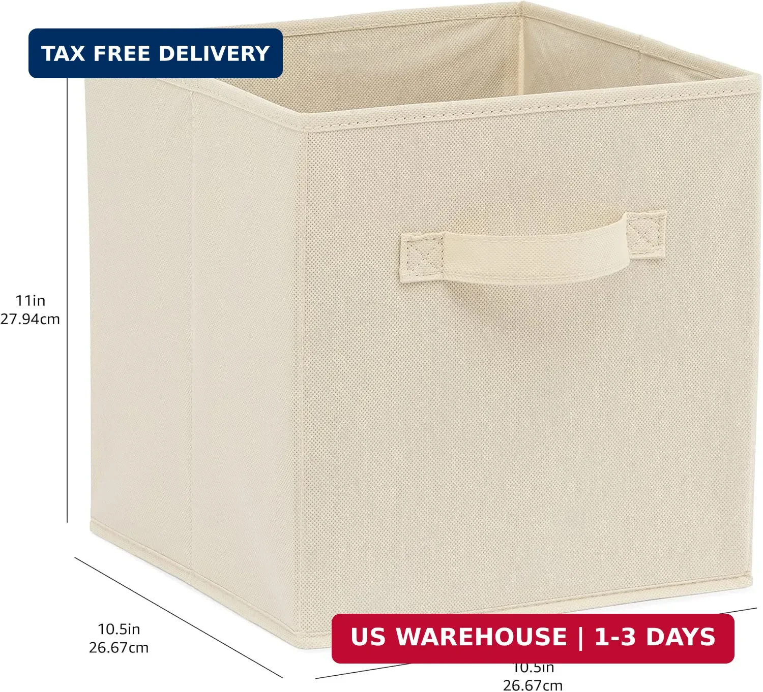 Collapsible Fabric Storage Cubes Organizer with Handles, Sturdy St