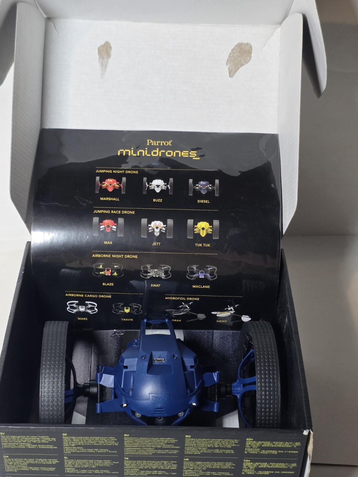 Parrot Minidrones Jumping Night Drone Diesel Dark Blue Camera LED NEW OPEN BOX!