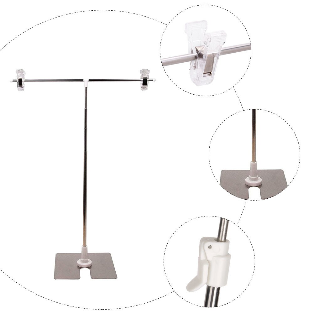Height Adjustable Stainless Steel Advertising Stand with Pc Clip Silver