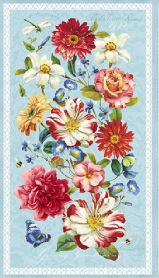 Wilmington's Rainbow Floral Panel & Coordinate Quilt Fabric 1 1/3 yds