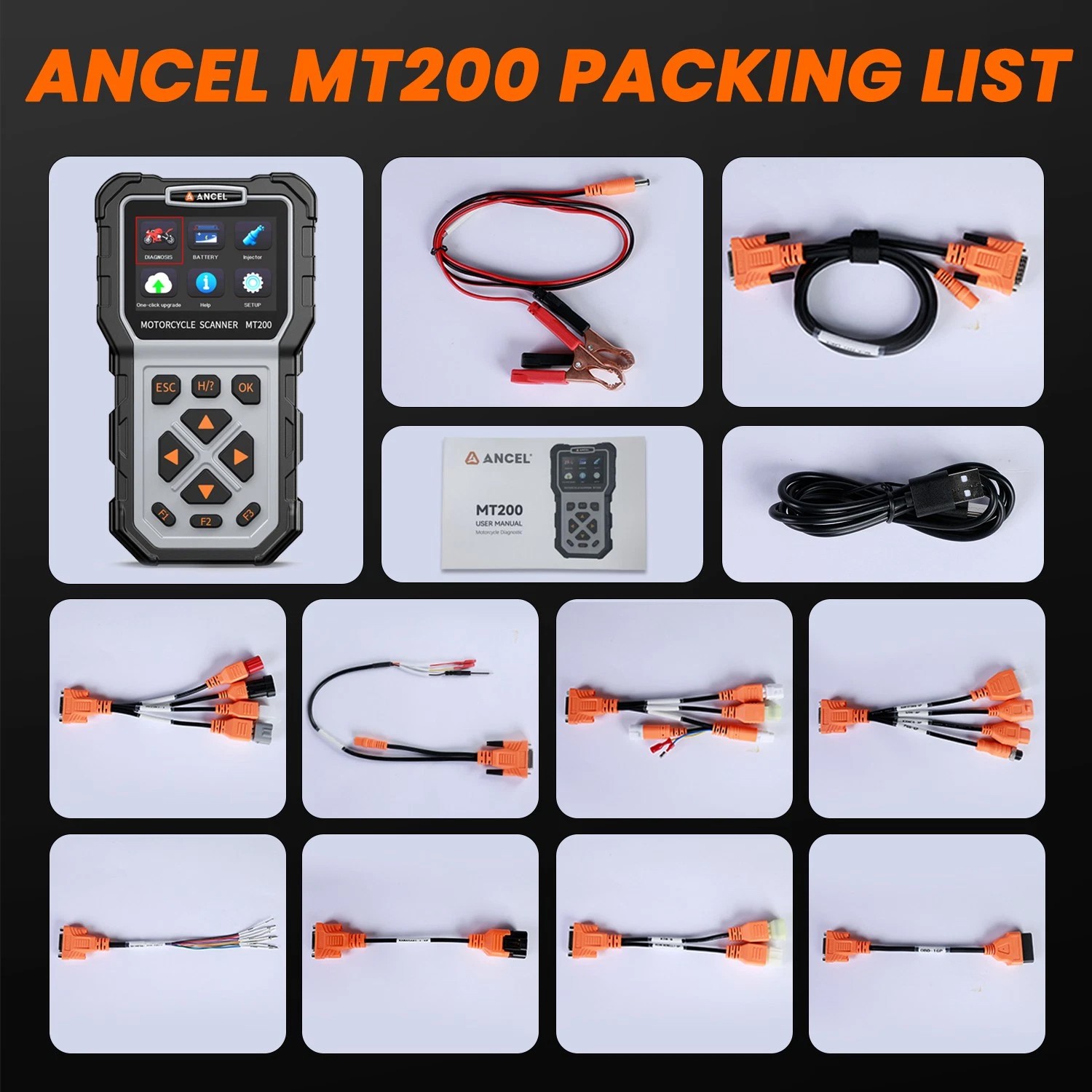 ANCEL MT200 OBD2 Motorcycle Diagnostic Scanner Code Reader For BMW BRP HARLEY