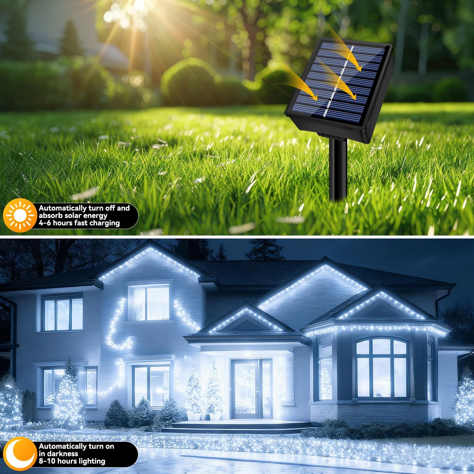 Solar String Lights Outdoor Waterproof 2 Pack Total 66ft 200LED 8 Modes Twink...