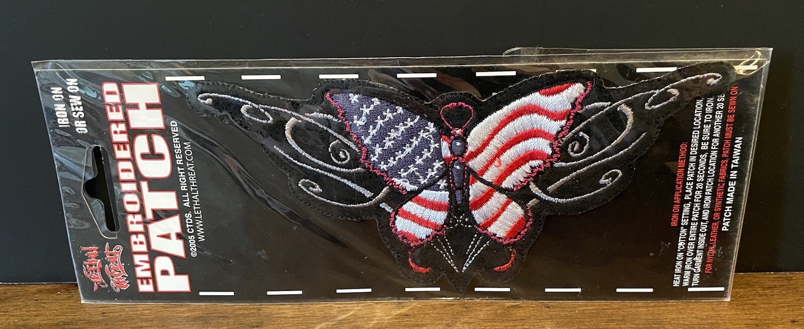 Lethal Threats Butterfly Patch -Embroidered Iron on Or sew On Butterfly Patch