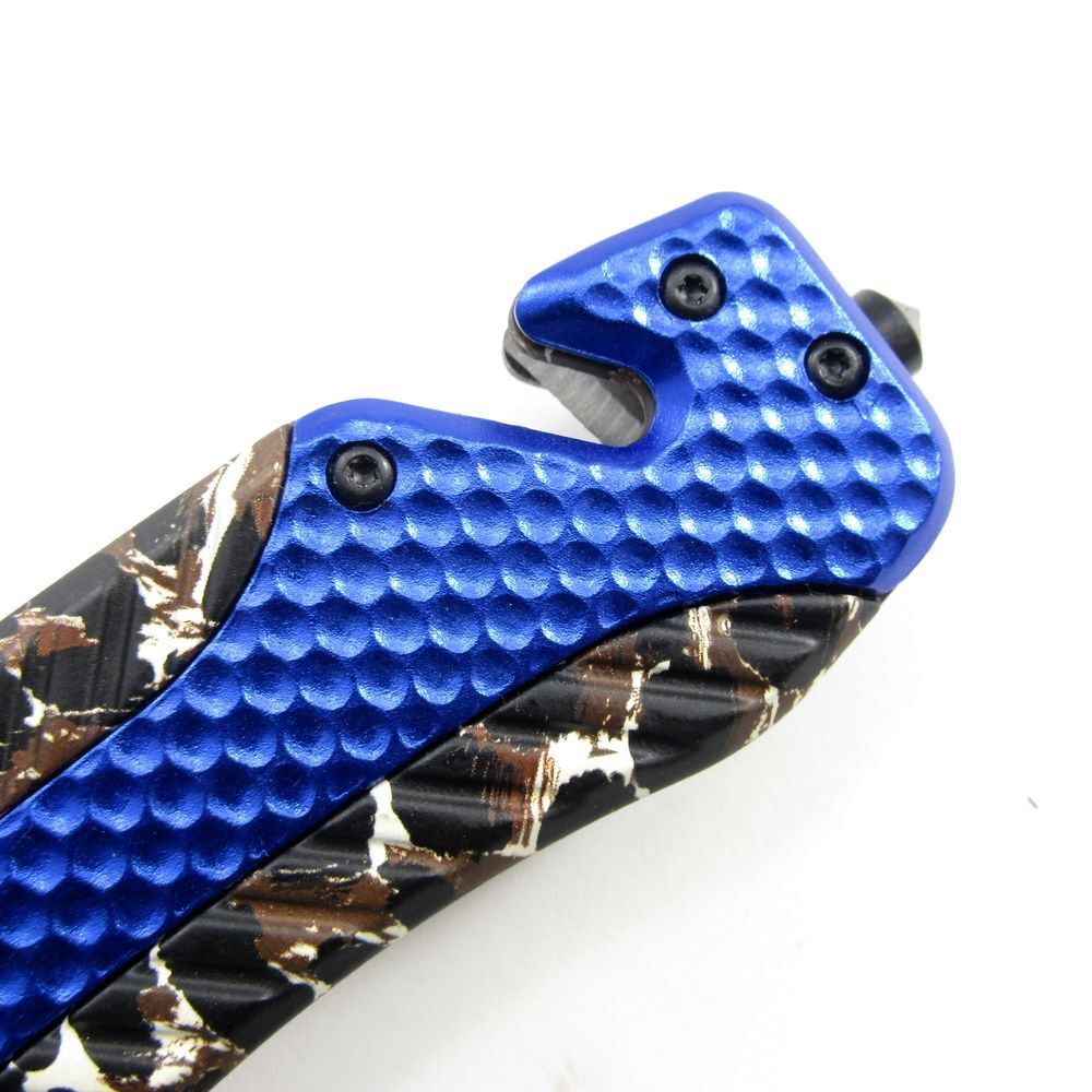 NEW Pocket Knife Spring-Assist Folding Blue Black Blade Camo Hunter Tactical EDC
