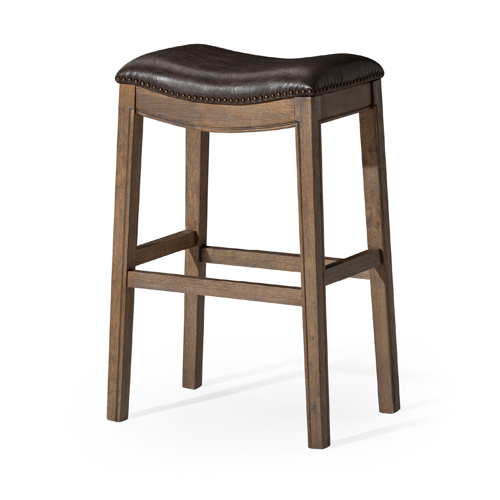 Maven Lane Adrien Saddle Barstool in Walnut Finish w/Saddle Vegan Leather (Used)