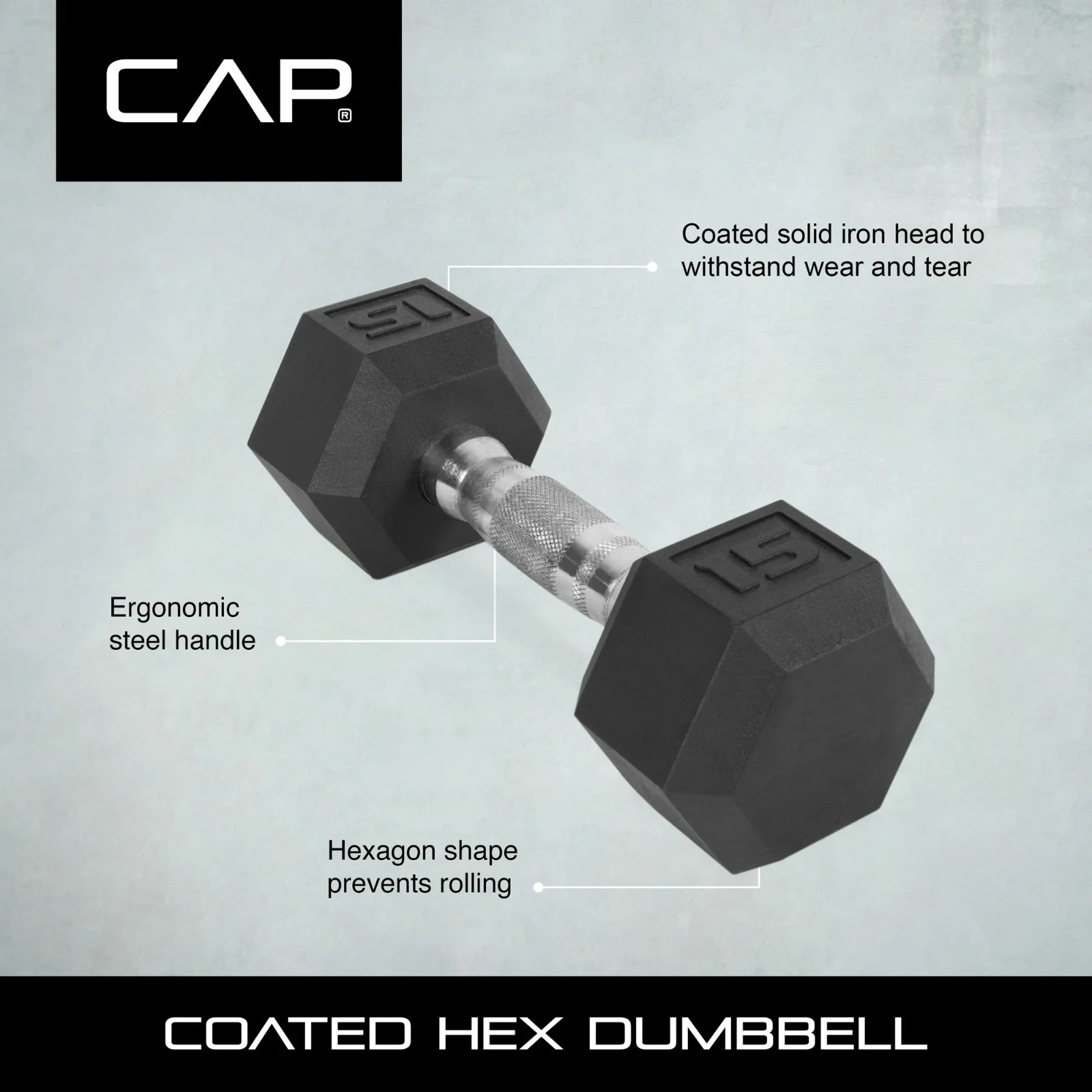 CAP Barbell, 100lb Coated Hex Dumbbell, Single