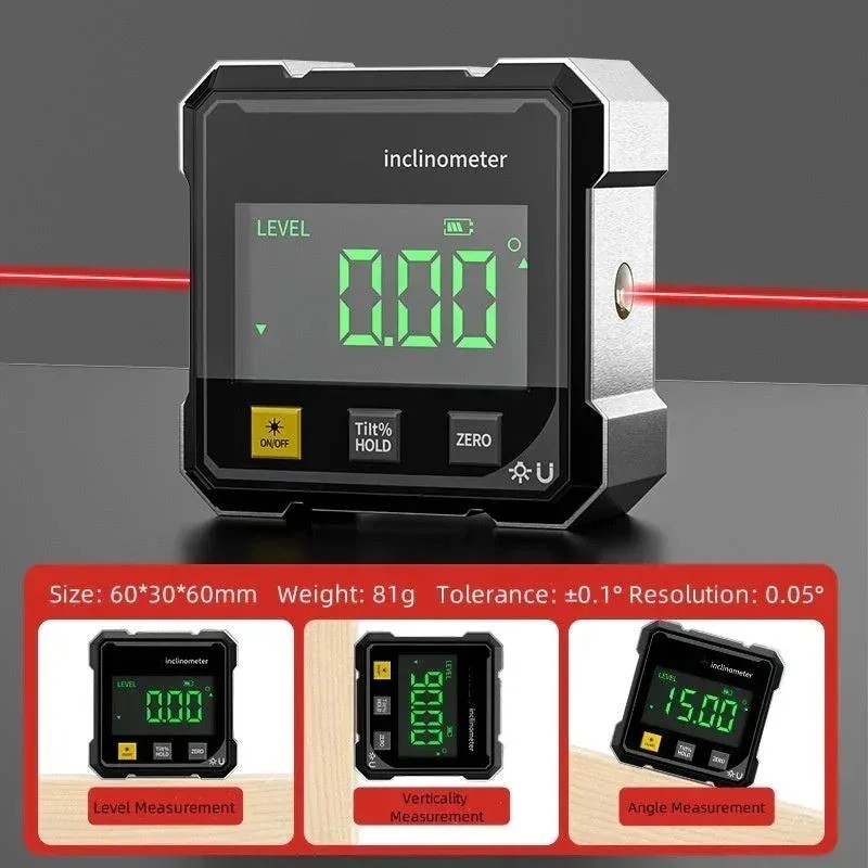 Digital Angle Finder with Electronic Laser 2-Side Magnetic Gauge Level LCD