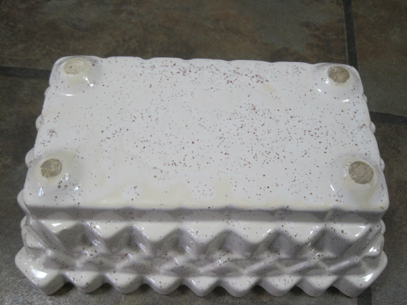 UPCO ~ RECTANGULAR PLANTER ~ #1028 ~ 8½" X 5½" X 3¼" ~ CREAM / SPECKLED ~ EUC