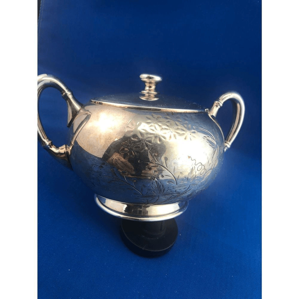 Homan quadruple Silver plated #2018 Floral Engraved Sugar Container Victorian