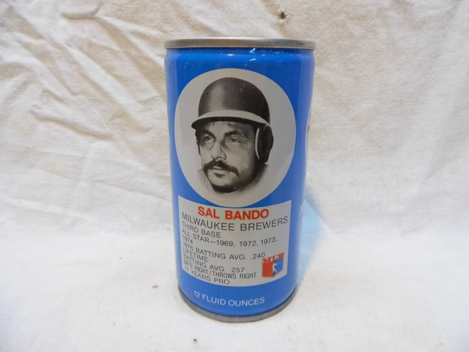 ROYAL CROWN RC COLA BASEBALL MILWAUKEE BREWERS SAL BONDO" SODA CAN~#70