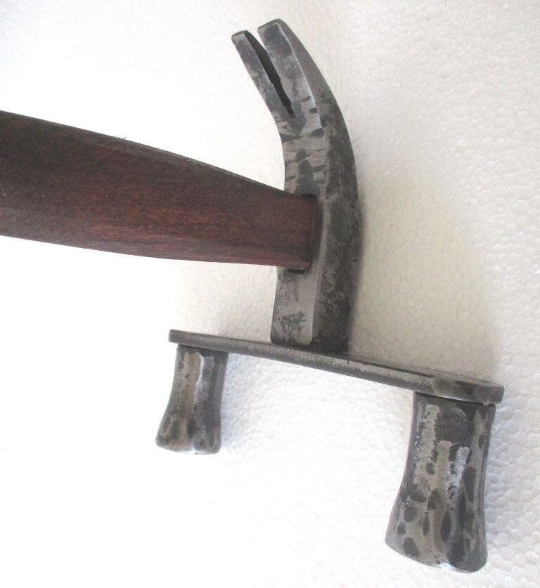 ANTIQUE TOOL HAMMER WITH CLAWS TWO HEADS UNUSUAL RARE .