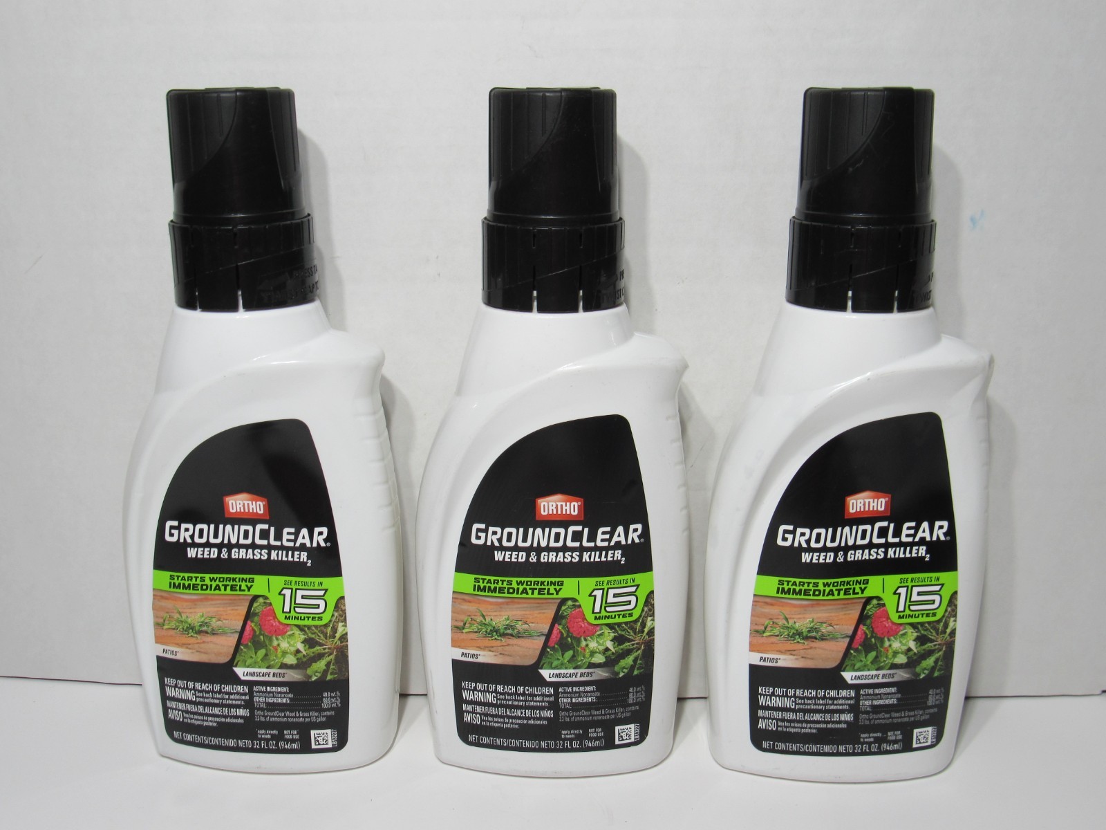 3 Pack Ortho GroundClear Concentrate Weed and Grass Killer2 Rainproof 32Fl Oz
