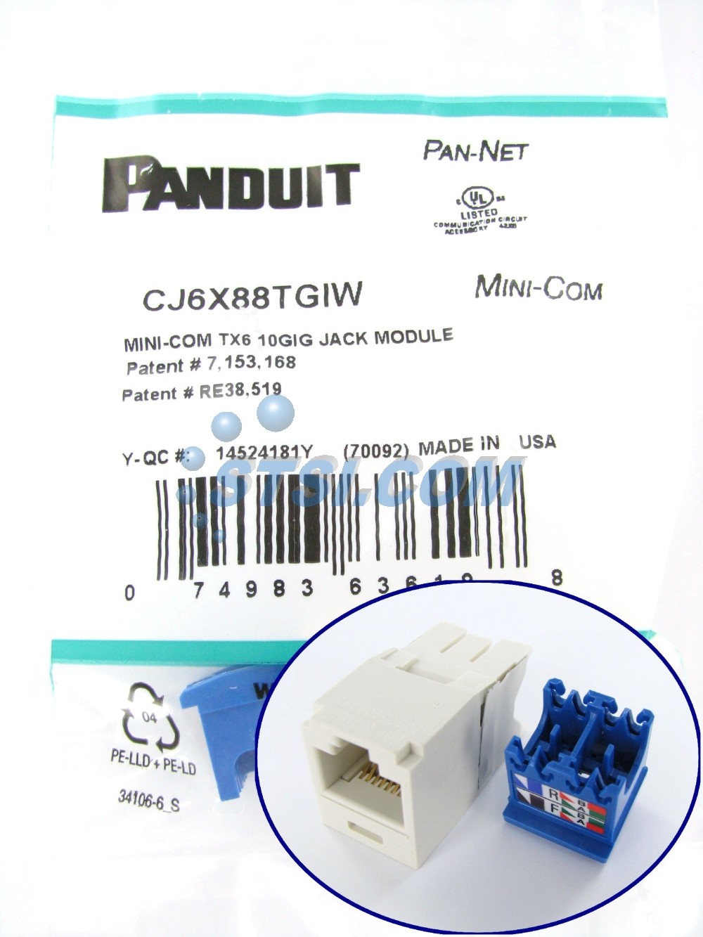 Panduit CJ6X88TGIW Cat6a 10 Gig Mini-Com Jack, Off-White ~STSI