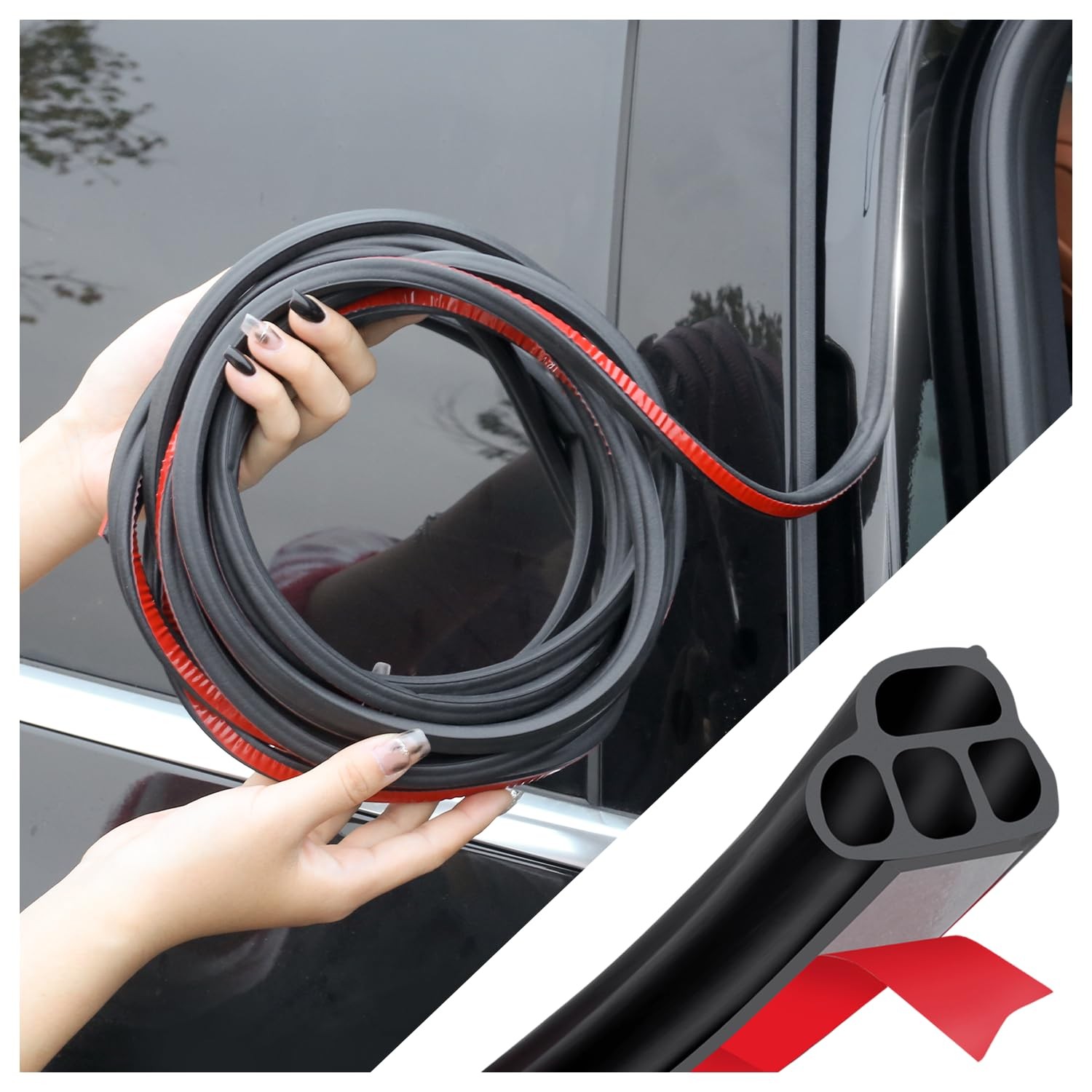 Car Door Rubber Seal Strip,Double Layer L Shape 393.7x0.39x0.39 inch, 32.8Ft