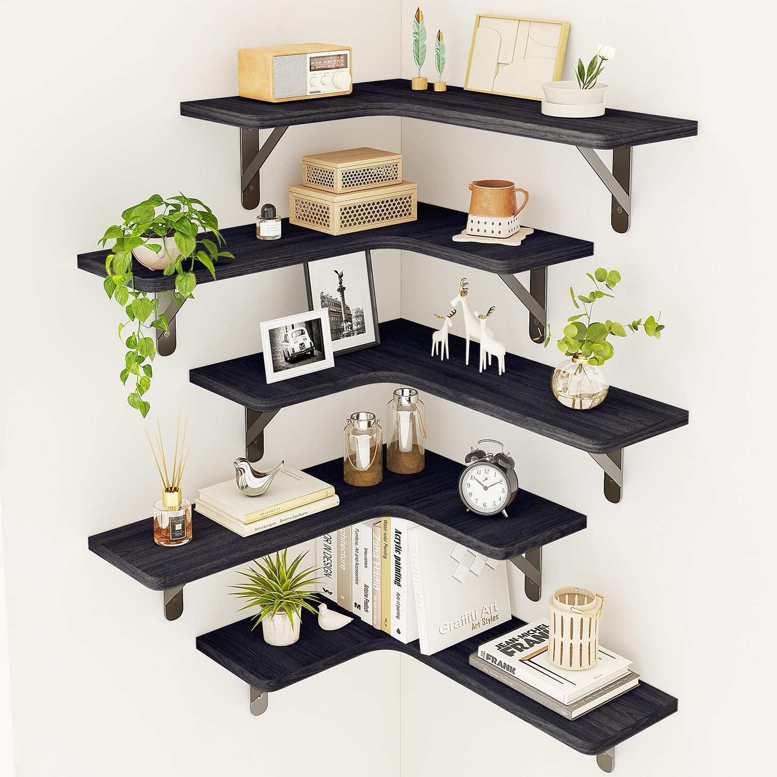Fixwal Corner Shelves Floating Shelves for Wall Bathroom Kitchen Bedroom Home...