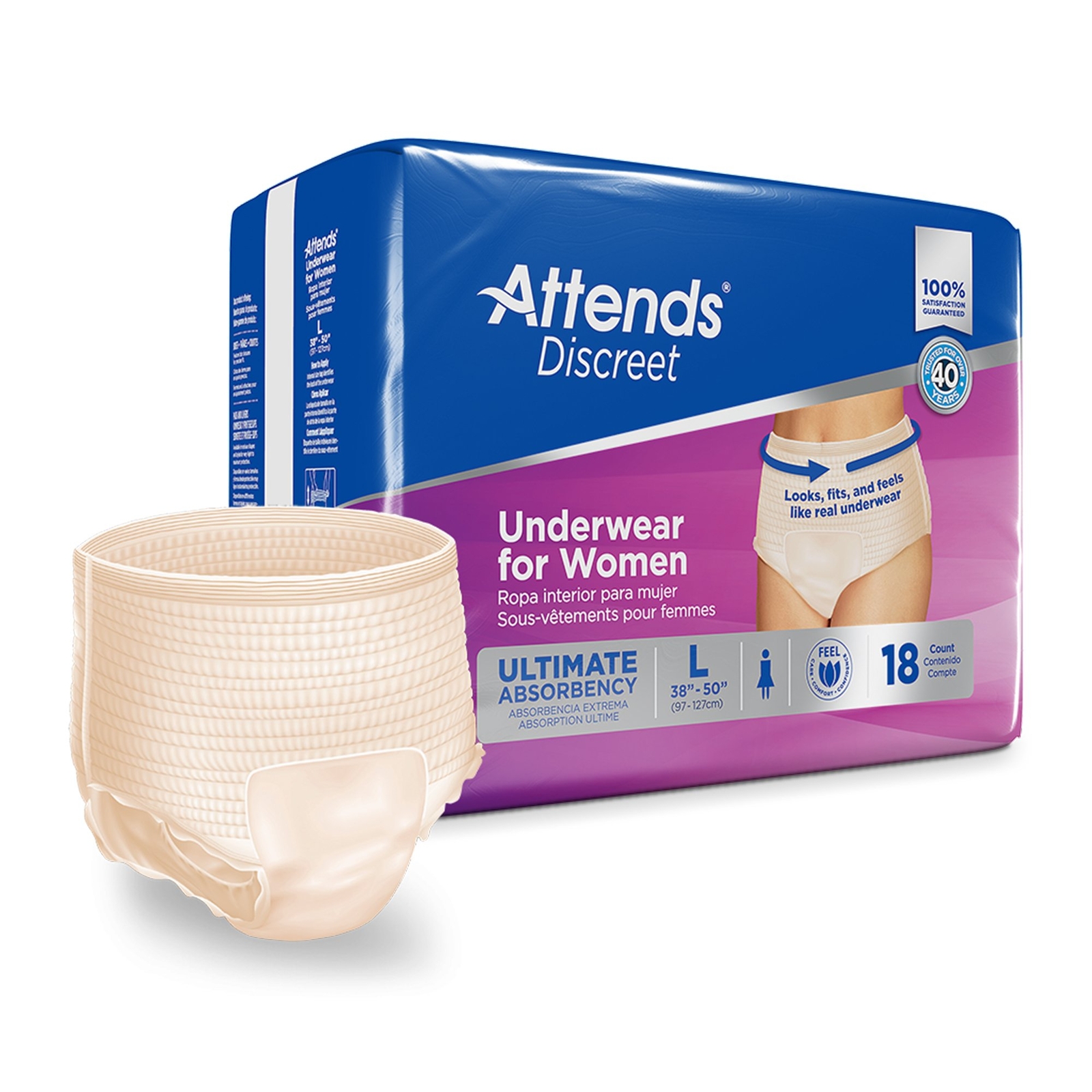 Attends Disposable Underwear Female Large 72 Ct