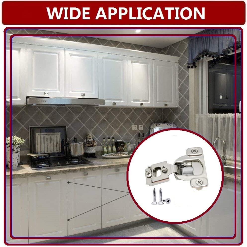 50 Pack 1/2" Overlay Concealed Compact Kitchen Door Cabinet Hinges Soft Close