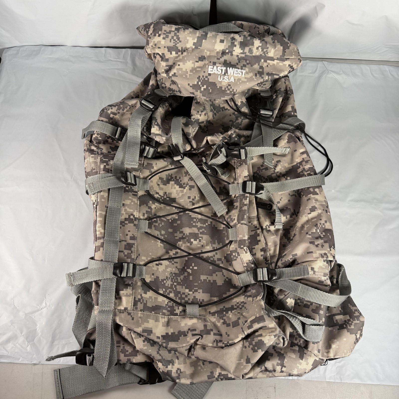 East West USA Backpack Camo Tactical Hiking Military Pack Beige Padded Straps