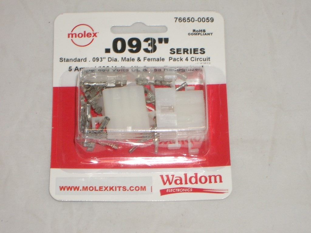 MOLEX 76650-0059 .093" 4 CIRCUIT POWER PLUG RECEPTACLE SOCKET SET OF 2 W/ PINS