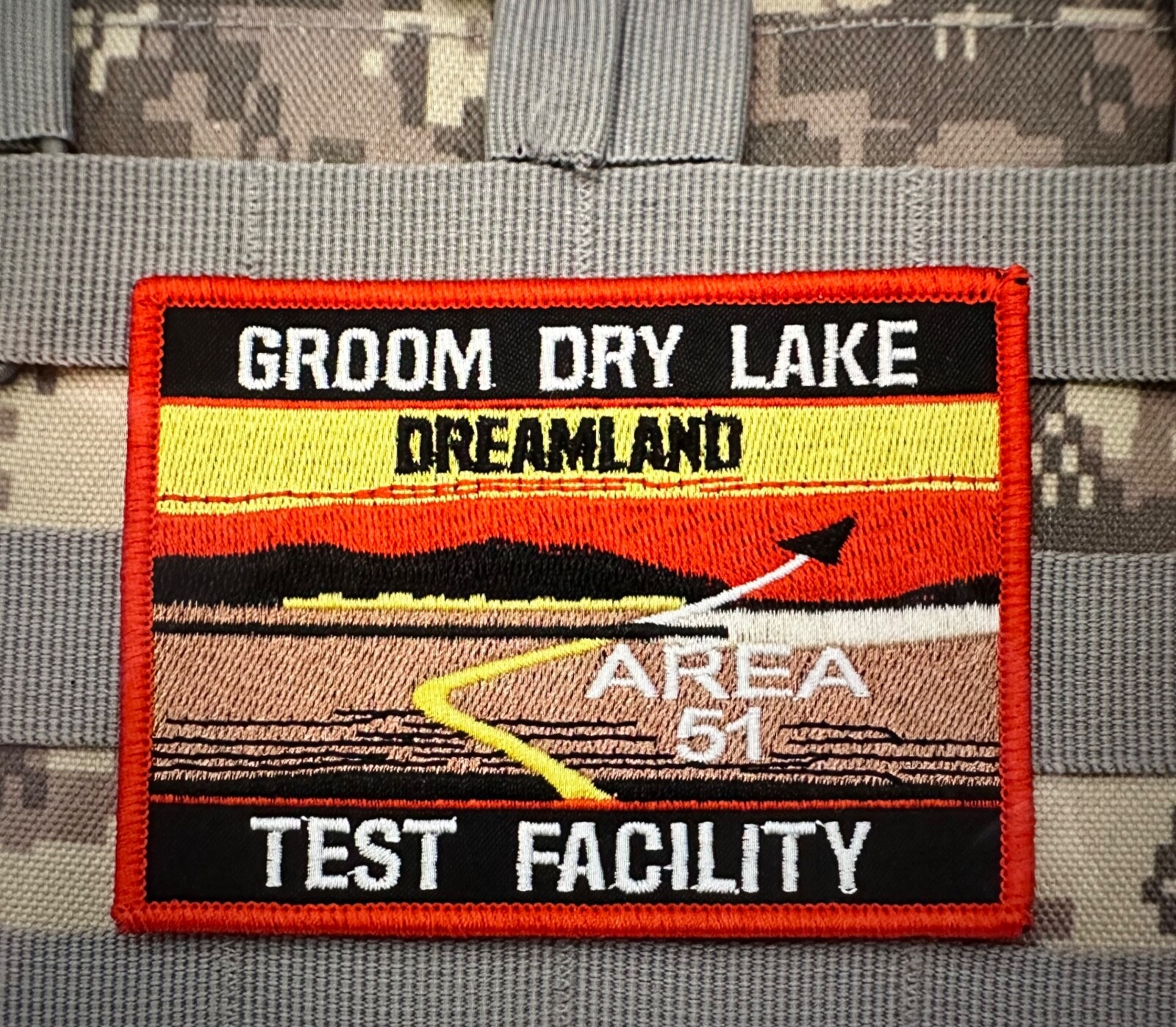 DREAMLAND GROOM DRY LAKE AREA 51 TEST FACILITY EMBROIDERED IRON-ON PATCH...