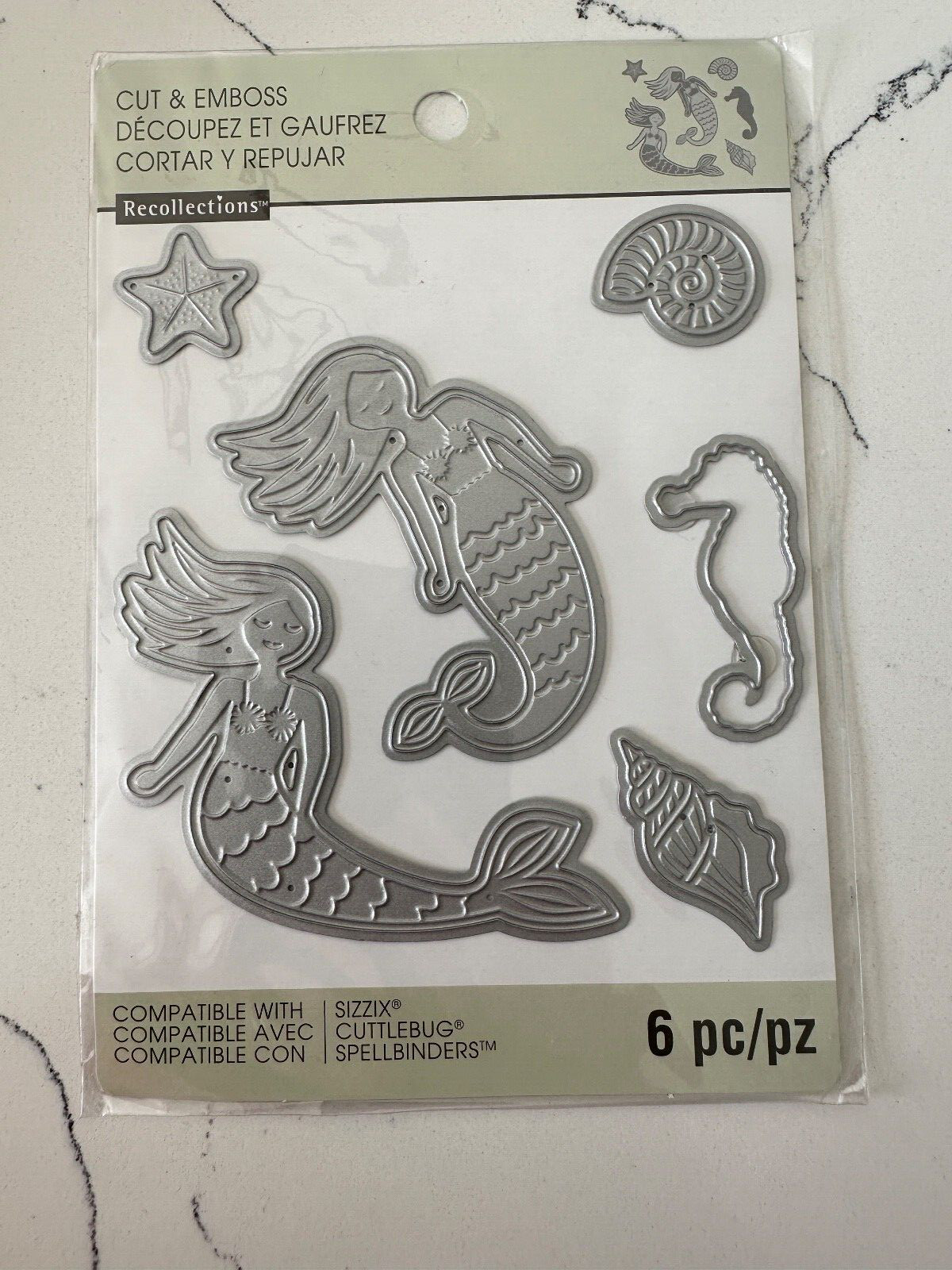 Recollections Sizzix Cuttlebug Spellbinder Cut & Emboss Mermaid Seahorse Shells