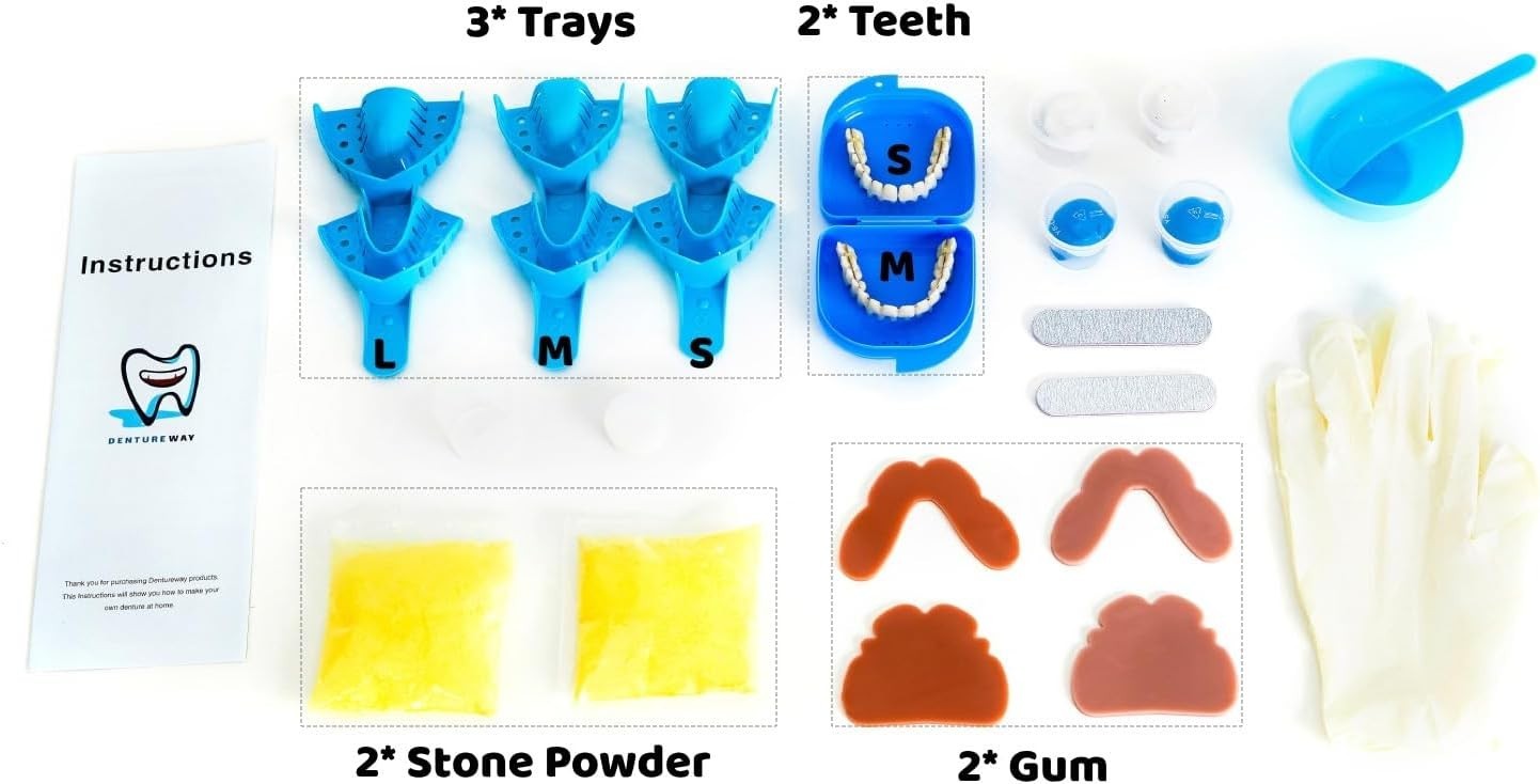 DIY Denture Kit with Impression, Do-It-Yourself Partial Denture Solution, Small