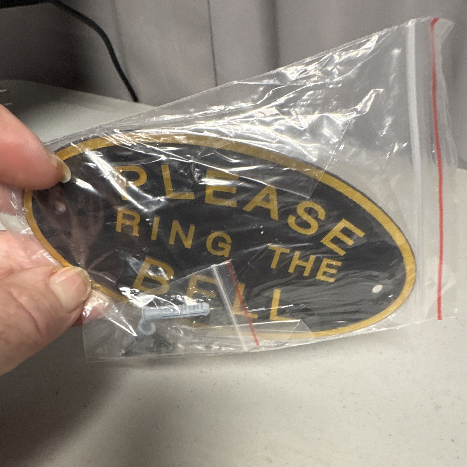 Please Ring The Bell Aluminium Doorbell Sign With Tape Black And Golden 5.5x2.7
