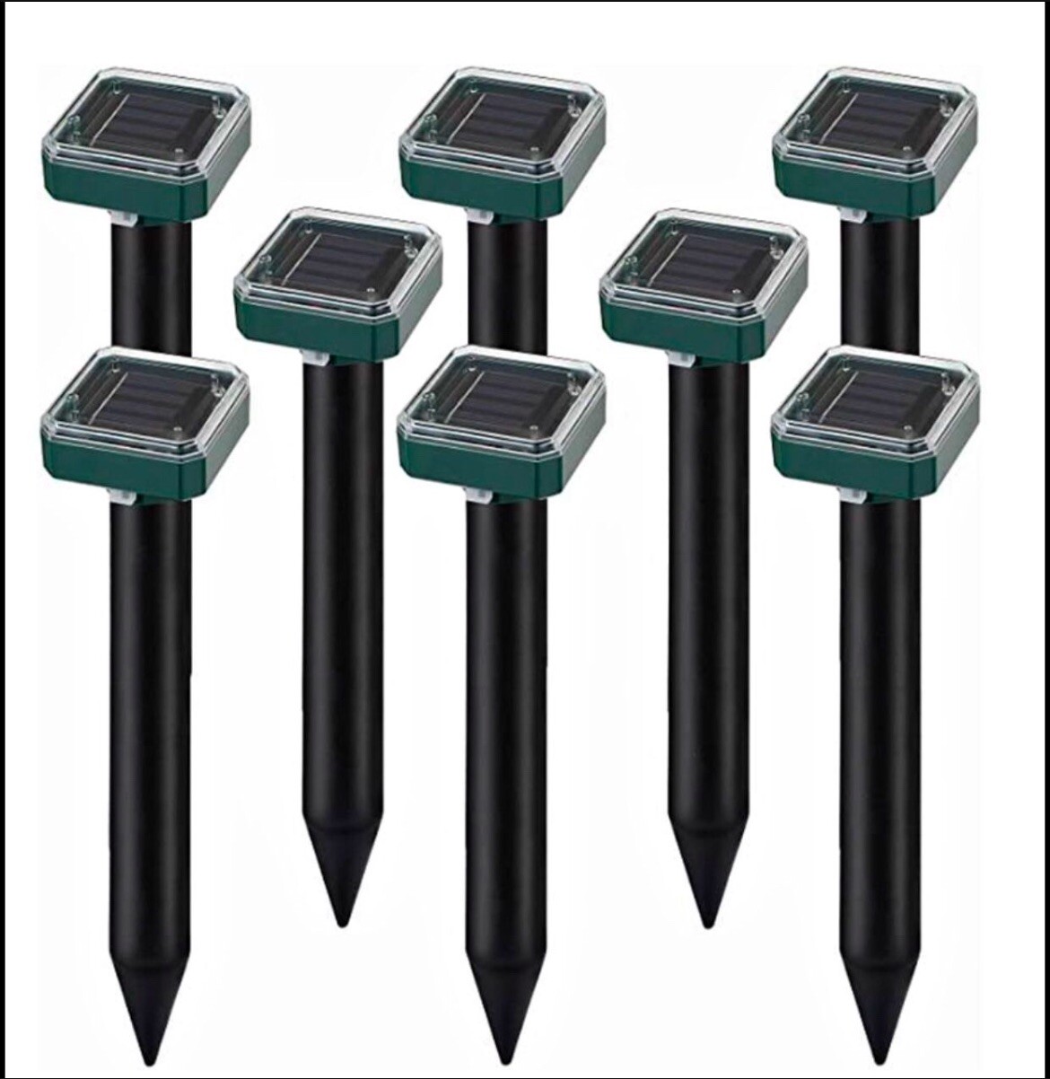 Solar Powered 8 Pack Sonic Mole Deterrent Spikes,Snake Gopher Vole Repellent