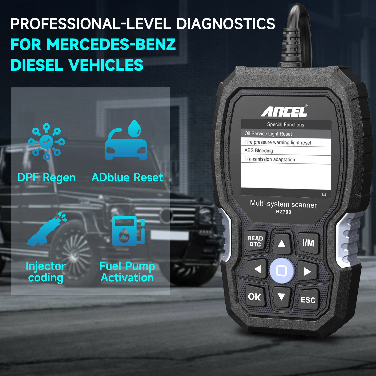 ANCEL OBD2 Scanner for Mercedes Benz All System Car Code Reader Diagnostic Tool
