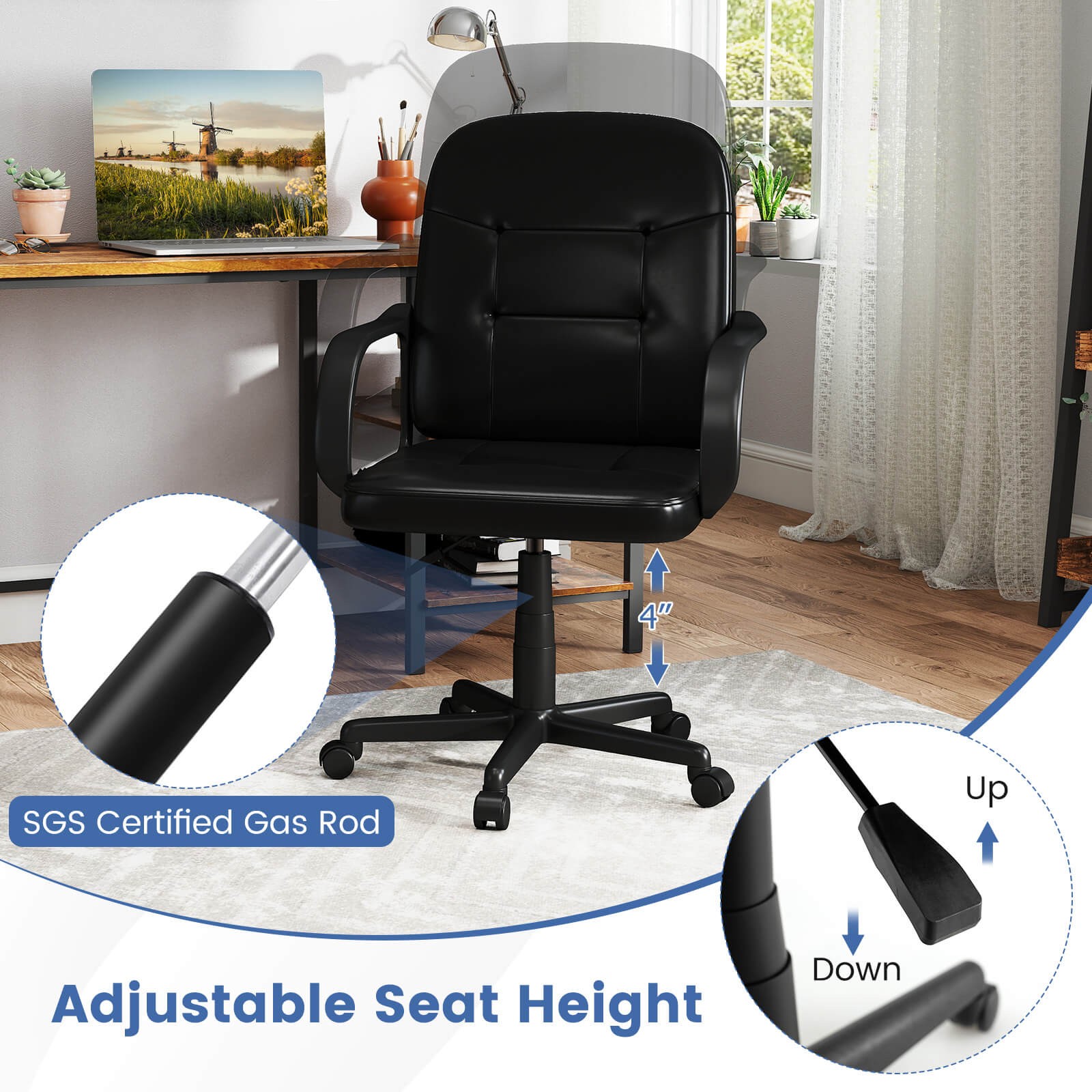 Ergonomic Mid-Back Executive Office Chair Swivel Computer Desk Task Chair New
